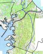 Bourne Topo map and basin boundary