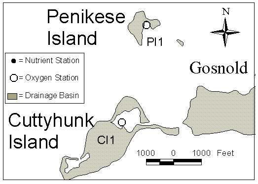 water Quality monitoring sites on Cuttyhunk water Quality monitoring sites on Cuttyhunk