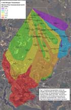 map showing net nitrogen transmission coefficients in MEP TMDL report