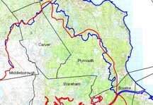 Northern boundary of the Buzzards Bay watershed.