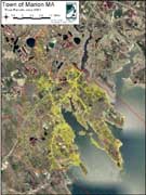 Map of Town of Marion Parcels on 2001 aerial photo