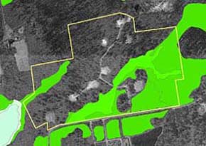 Wetlands delineation by the DEP wetlands Conservancy program based on interpretation of aerial photographs.