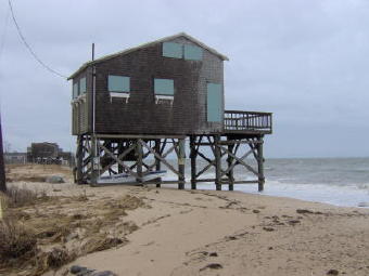 Another raised summer cottage on Surf Drive, Falmouth, MA.