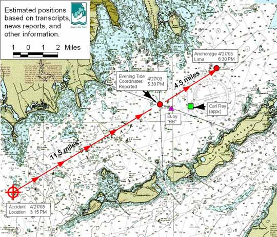 Map of the Bouchard No. 120 oil spill site.