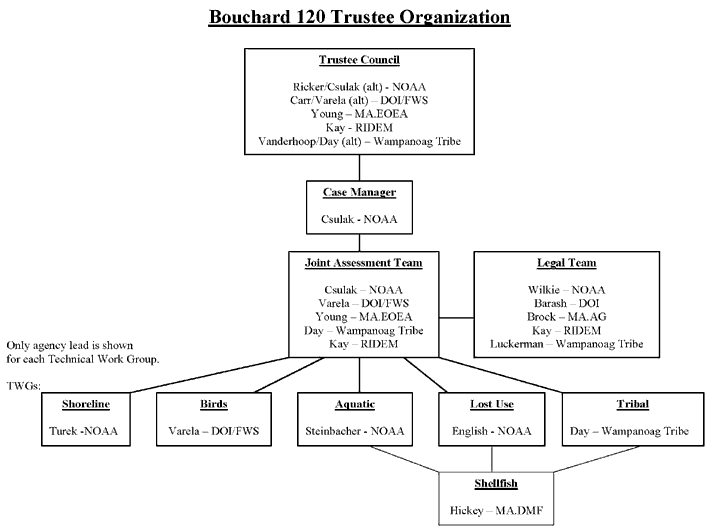 Organizational Chart for Buzzards Bay oil spill NRDA process.
