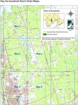 Map panel key, stormwater discharges in Acushnet Map panel key, stormwater discharges in Acushnet
