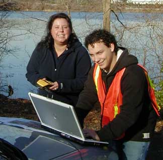 BBNEP Staffer Sarah raposa and Voc Tech student Nathan Aruda.