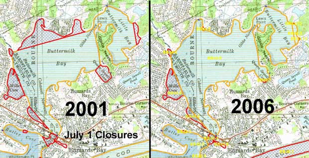 Changes in Buttermilk Bay shellfish bed closures Changes in Buttermilk Bay shellfish bed closures
